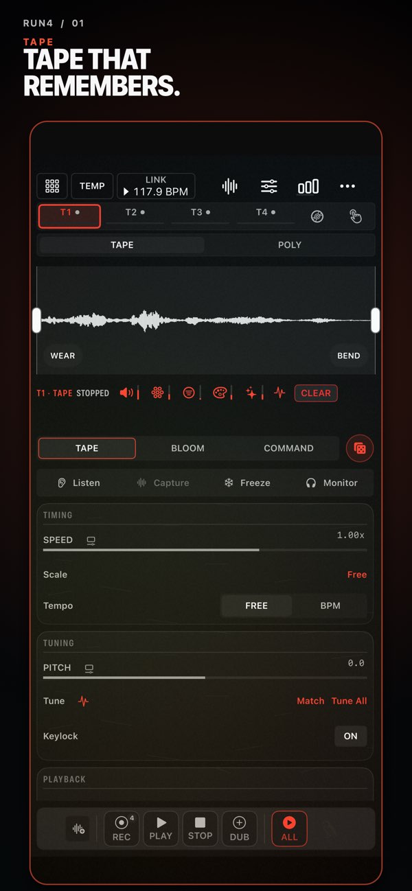 RUN4 Tape and Texture Machine interface