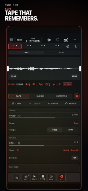 RUN4 Tape and Texture Machine interface