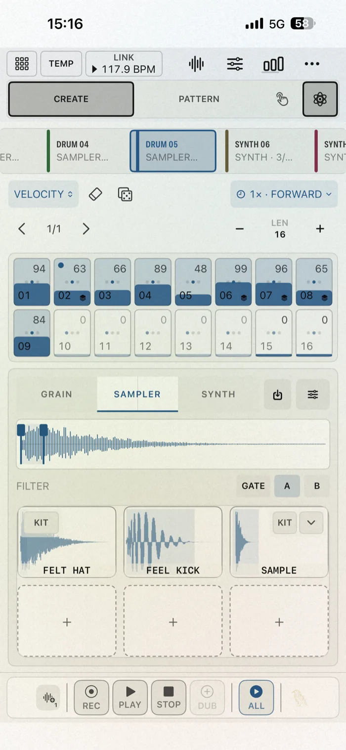 A Sampler track on iPhone and iPad. (iPhone)